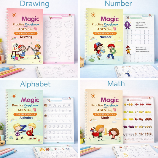 Sank Magic Practice Copybook Set (4 Books + Pen + Refills) – Ages 3+