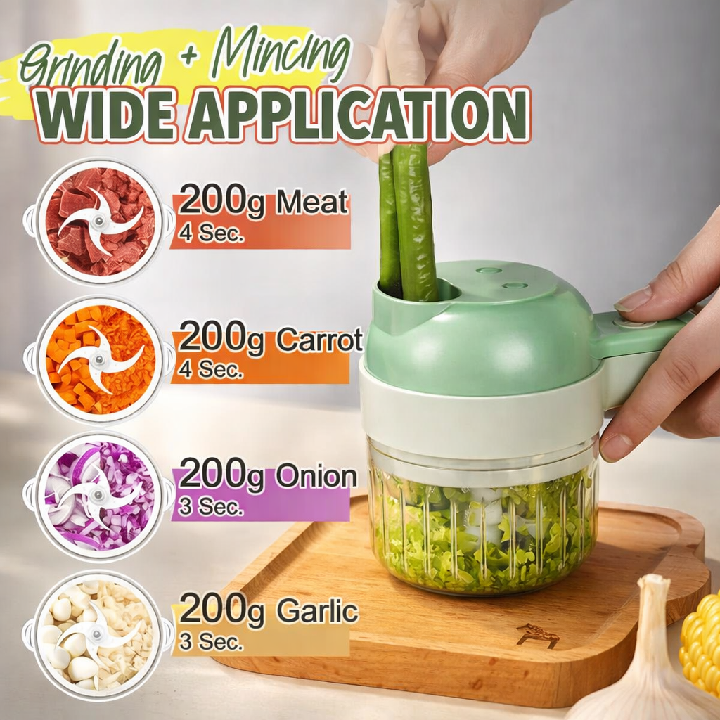 4 in 1 Portable Electric Vegetable Cutter Set